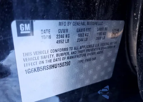 2017 Cadillac Ct6 z USA, uszkodzony, nr VIN 1G6KB5RS8HU150790